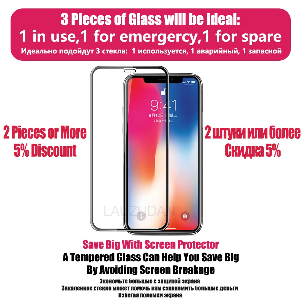 Tempered Glass For iPhone 11 12 13 14 15 Pro XR X XS Max Mini Screen Protector For iPhone 15 Pro 7 8 6 Plus SE Protective Glass