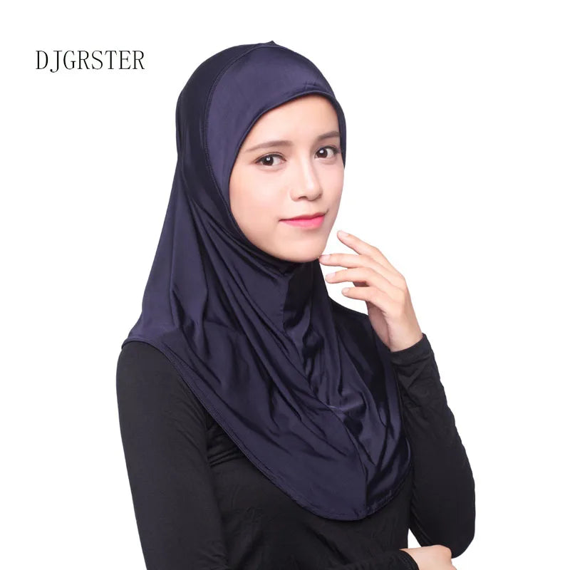 DJGRSTER Muslim Hijab Islamic Jersey Turban Women Black Ninja Underscarf Caps Instant Head Scarf Full Cover Inner Coverings