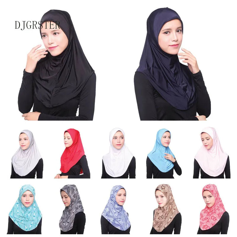 DJGRSTER Muslim Hijab Islamic Jersey Turban Women Black Ninja Underscarf Caps Instant Head Scarf Full Cover Inner Coverings